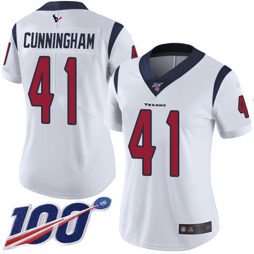Nike Houston Texans #41 Zach Cunningham White Women's Stitched NFL 100th Season Vapor Limited Jersey Womens