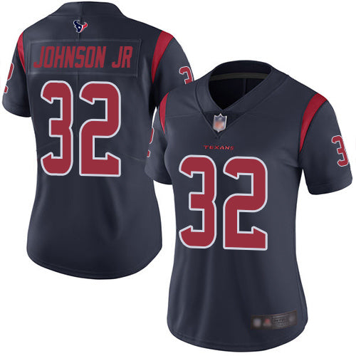 Nike Houston Texans #32 Lonnie Johnson Jr. Navy Blue Women's Stitched NFL Limited Rush Jersey Womens