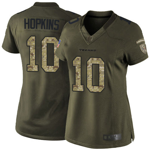Nike Houston Texans #10 DeAndre Hopkins Green Women's Stitched NFL Limited 2015 Salute to Service Jersey Womens