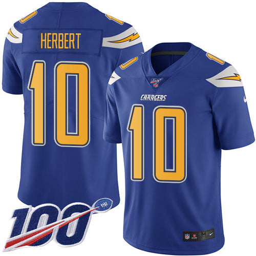 Nike Los Angeles Chargers #10 Justin Herbert Electric Blue Youth Stitched NFL Limited Rush 100th Season Jersey Youth