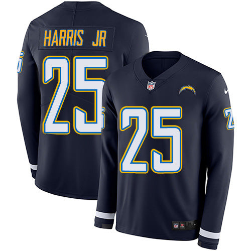 Nike Los Angeles Chargers #25 Chris Harris Jr Navy Blue Team Color Youth Stitched NFL Limited Therma Long Sleeve Jersey Youth