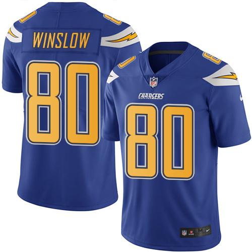 Nike Los Angeles Chargers #80 Kellen Winslow Electric Blue Youth Stitched NFL Limited Rush Jersey Youth