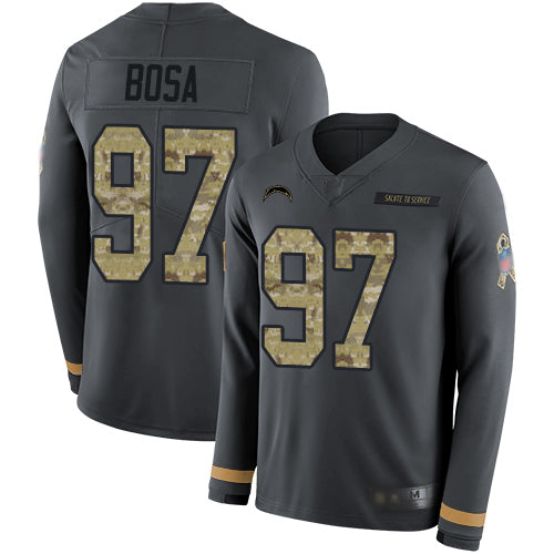 Nike Los Angeles Chargers #97 Joey Bosa Anthracite Salute to Service Youth Stitched NFL Limited Therma Long Sleeve Jersey Youth