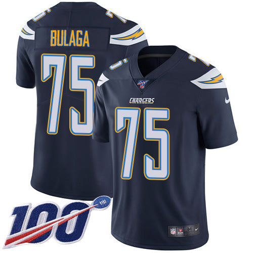 Nike Los Angeles Chargers #75 Bryan Bulaga Navy Blue Team Color Youth Stitched NFL 100th Season Vapor Untouchable Limited Jersey Youth