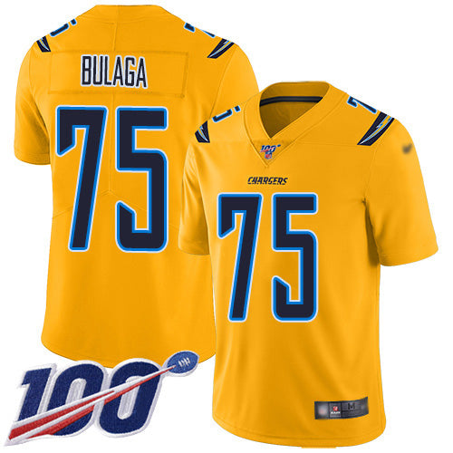 Nike Los Angeles Chargers #75 Bryan Bulaga Gold Youth Stitched NFL Limited Inverted Legend 100th Season Jersey Youth