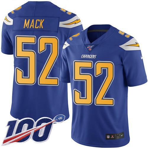 Nike Los Angeles Chargers #52 Khalil Mack Electric Blue Youth Stitched NFL Limited Rush 100th Season Jersey Youth