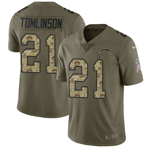 Nike Los Angeles Chargers #21 LaDainian Tomlinson Olive/Camo Youth Stitched NFL Limited 2017 Salute to Service Jersey Youth