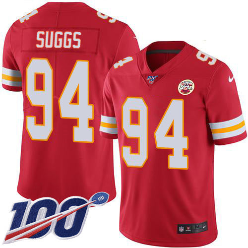 Nike Kansas City Chiefs #94 Terrell Suggs Red Team Color Youth Stitched NFL 100th Season Vapor Untouchable Limited Jersey Youth