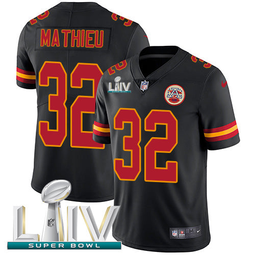 Nike Kansas City Chiefs #32 Tyrann Mathieu Black Super Bowl LIV 2020 Youth Stitched NFL Limited Rush Jersey Youth