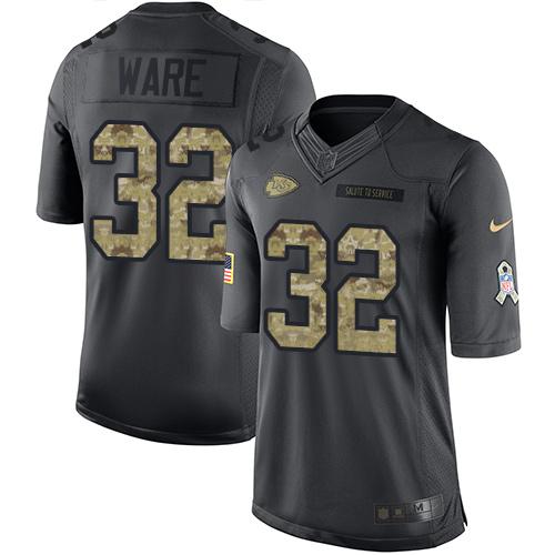 Nike Kansas City Chiefs #32 Spencer Ware Black Youth Stitched NFL Limited 2016 Salute to Service Jersey Youth
