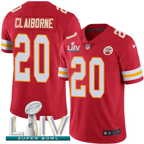 Nike Kansas City Chiefs #20 Morris Claiborne Red Super Bowl LIV 2020 Team Color Youth Stitched NFL Vapor Untouchable Limited Jersey Youth
