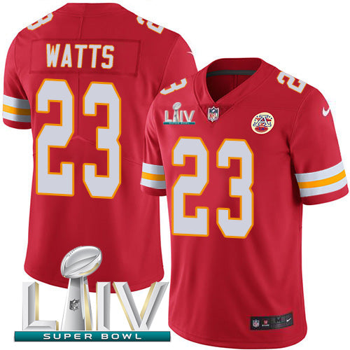 Nike Kansas City Chiefs #23 Armani Watts Red Super Bowl LIV 2020 Team Color Youth Stitched NFL Vapor Untouchable Limited Jersey Youth