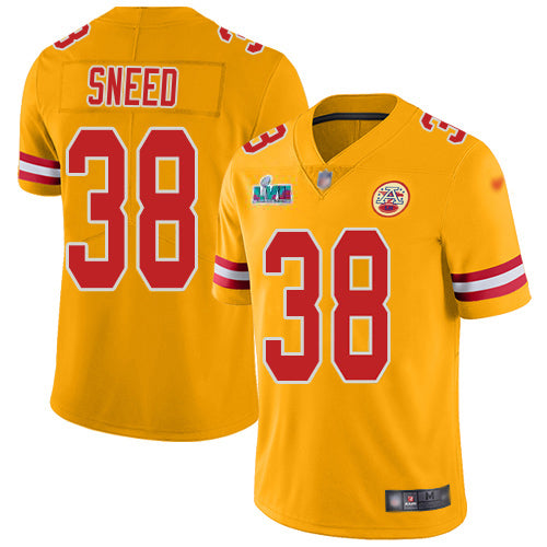 Nike Kansas City Chiefs #38 L'Jarius Sneed Gold Super Bowl LVII Patch Youth Stitched NFL Limited Inverted Legend Jersey Youth