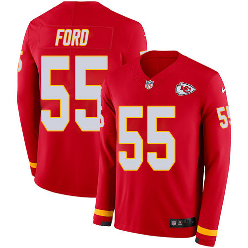 Nike Kansas City Chiefs #55 Dee Ford Red Team Color Youth Stitched NFL Limited Therma Long Sleeve Jersey Youth