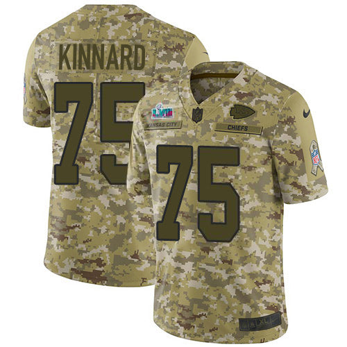 Nike Kansas City Chiefs #75 Darian Kinnard Camo Super Bowl LVII Patch Youth Stitched NFL Limited 2018 Salute To Service Jersey Youth