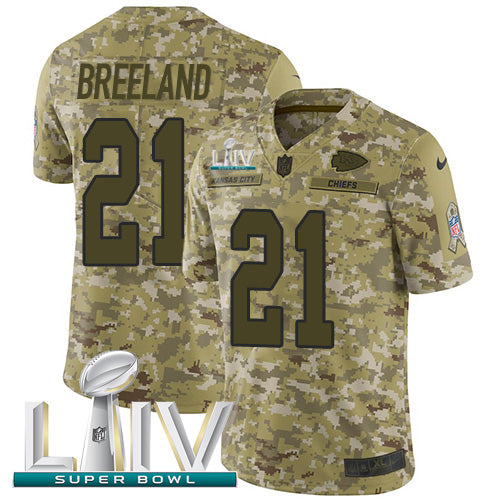 Nike Kansas City Chiefs #21 Bashaud Breeland Camo Super Bowl LIV 2020 Youth Stitched NFL Limited 2018 Salute To Service Jersey Youth