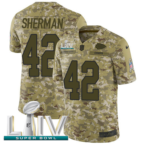 Nike Kansas City Chiefs #42 Anthony Sherman Camo Super Bowl LIV 2020 Youth Stitched NFL Limited 2018 Salute To Service Jersey Youth