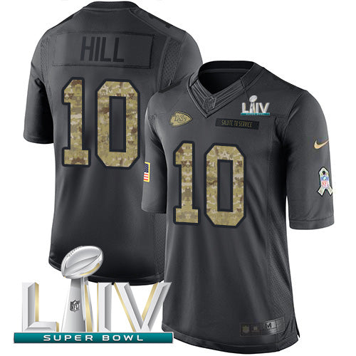 Nike Kansas City Chiefs #10 Tyreek Hill Black Super Bowl LIV 2020 Youth Stitched NFL Limited 2016 Salute to Service Jersey Youth