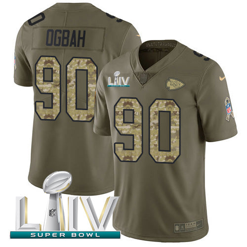 Nike Kansas City Chiefs #90 Emmanuel Ogbah Olive/Camo Super Bowl LIV 2020 Youth Stitched NFL Limited 2017 Salute To Service Jersey Youth