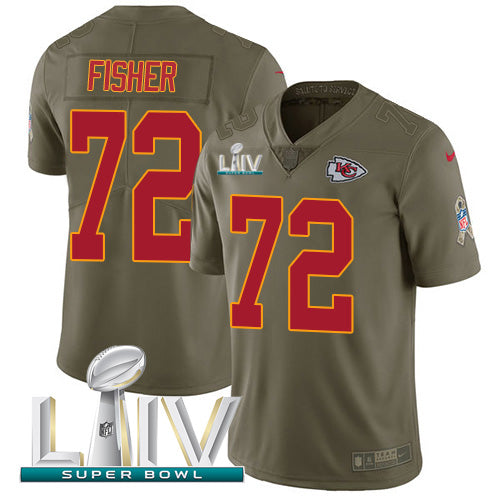 Nike Kansas City Chiefs #72 Eric Fisher Olive Super Bowl LIV 2020 Youth Stitched NFL Limited 2017 Salute To Service Jersey Youth