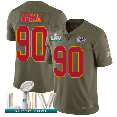 Nike Kansas City Chiefs #90 Emmanuel Ogbah Olive Super Bowl LIV 2020 Youth Stitched NFL Limited 2017 Salute To Service Jersey Youth
