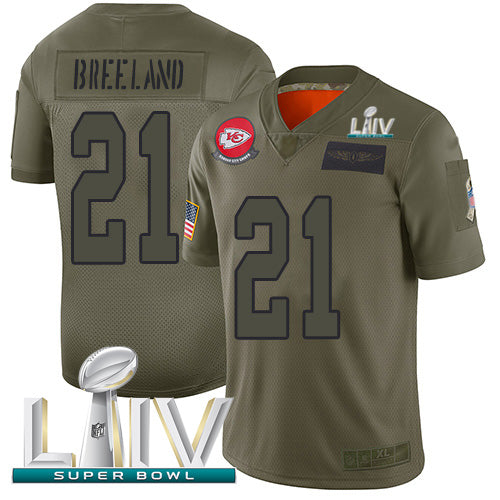 Nike Kansas City Chiefs #21 Bashaud Breeland Camo Super Bowl LIV 2020 Youth Stitched NFL Limited 2019 Salute To Service Jersey Youth
