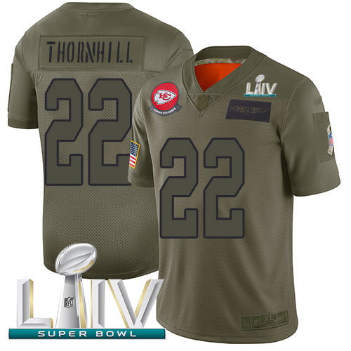 Nike Kansas City Chiefs #22 Juan Thornhill Camo Super Bowl LIV 2020 Youth Stitched NFL Limited 2019 Salute To Service Jersey Youth