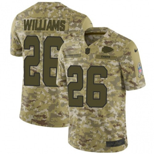 Nike Kansas City Chiefs #26 Damien Williams Camo Youth Stitched NFL Limited 2018 Salute To Service Jersey Youth
