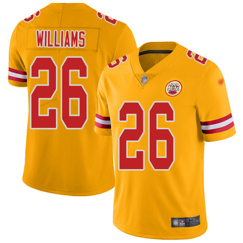 Nike Kansas City Chiefs #26 Damien Williams Gold Youth Stitched NFL Limited Inverted Legend Jersey Youth