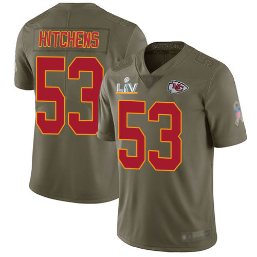 Nike Kansas City Chiefs #53 Anthony Hitchens Olive Youth Super Bowl LV Bound Stitched NFL Limited 2017 Salute To Service Jersey Youth
