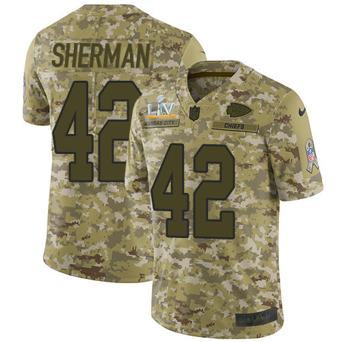 Nike Kansas City Chiefs #42 Anthony Sherman Camo Youth Super Bowl LV Bound Stitched NFL Limited 2018 Salute To Service Jersey Youth