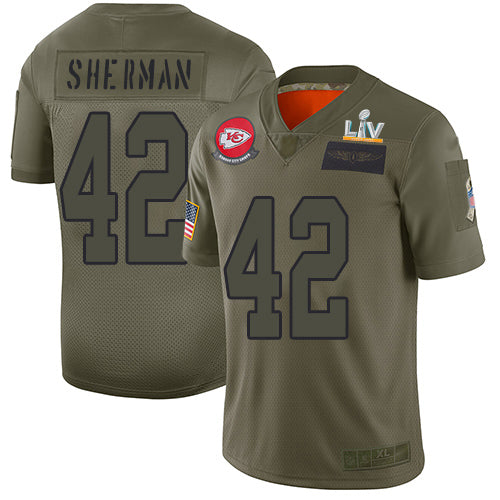 Nike Kansas City Chiefs #42 Anthony Sherman Camo Youth Super Bowl LV Bound Stitched NFL Limited 2019 Salute To Service Jersey Youth