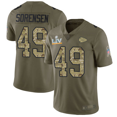 Nike Kansas City Chiefs #49 Daniel Sorensen Olive/Camo Youth Super Bowl LV Bound Stitched NFL Limited 2017 Salute To Service Jersey Youth