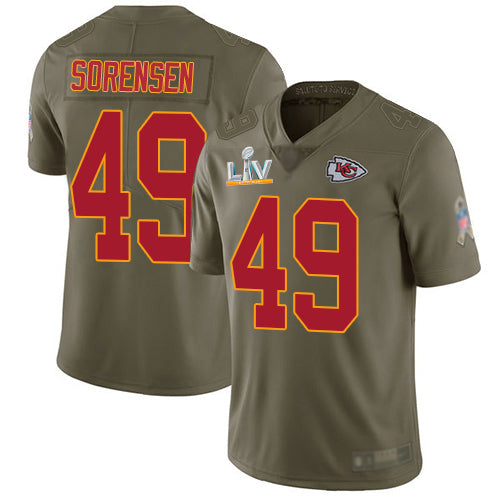 Nike Kansas City Chiefs #49 Daniel Sorensen Olive Youth Super Bowl LV Bound Stitched NFL Limited 2017 Salute To Service Jersey Youth