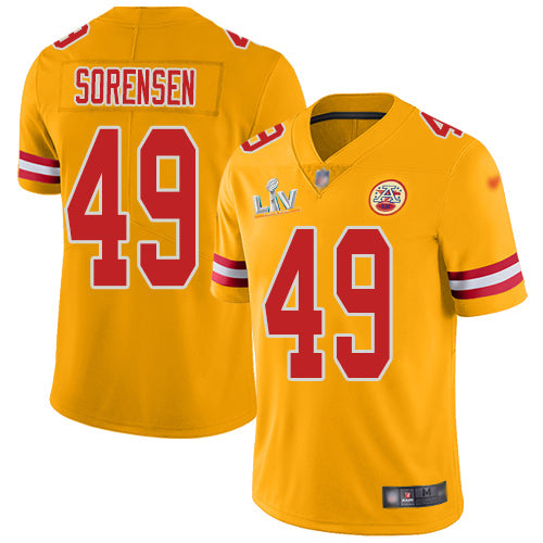 Nike Kansas City Chiefs #49 Daniel Sorensen Gold Youth Super Bowl LV Bound Stitched NFL Limited Inverted Legend Jersey Youth