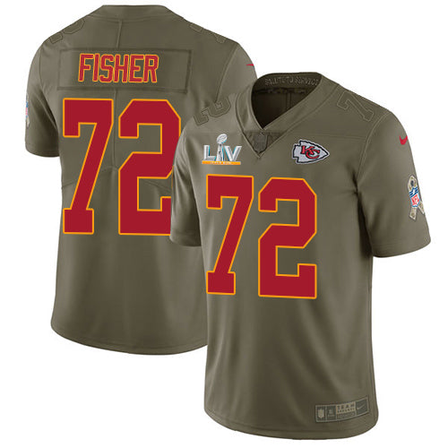 Nike Kansas City Chiefs #72 Eric Fisher Olive Youth Super Bowl LV Bound Stitched NFL Limited 2017 Salute To Service Jersey Youth