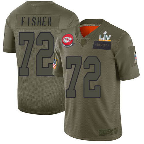 Nike Kansas City Chiefs #72 Eric Fisher Camo Youth Super Bowl LV Bound Stitched NFL Limited 2019 Salute To Service Jersey Youth