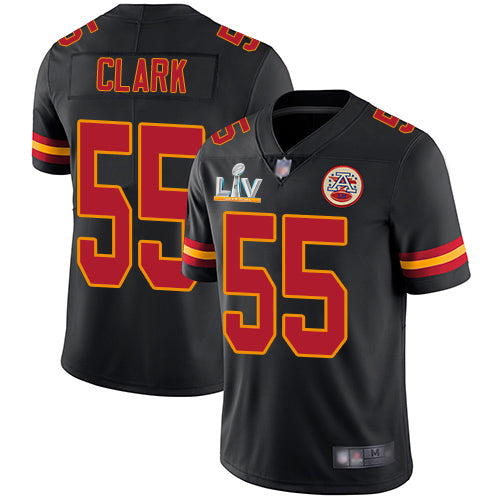 Nike Kansas City Chiefs #55 Frank Clark Black Youth Super Bowl LV Bound Stitched NFL Limited Rush Jersey Youth