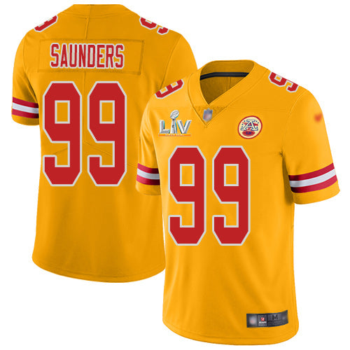 Nike Kansas City Chiefs #99 Khalen Saunders Gold Youth Super Bowl LV Bound Stitched NFL Limited Inverted Legend Jersey Youth