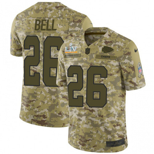 Nike Kansas City Chiefs #26 Le'Veon Bell Camo Youth Super Bowl LV Bound Stitched NFL Limited 2018 Salute To Service Jersey Youth