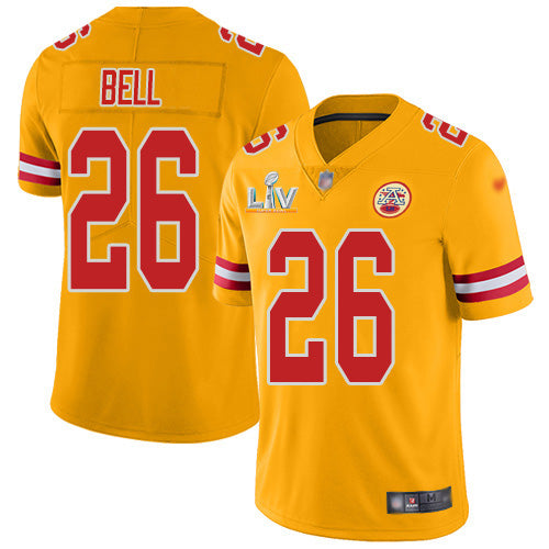 Nike Kansas City Chiefs #26 Le'Veon Bell Gold Youth Super Bowl LV Bound Stitched NFL Limited Inverted Legend Jersey Youth