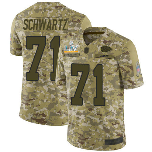 Nike Kansas City Chiefs #71 Mitchell Schwartz Camo Youth Super Bowl LV Bound Stitched NFL Limited 2018 Salute To Service Jersey Youth