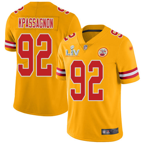 Nike Kansas City Chiefs #92 Tanoh Kpassagnon Gold Youth Super Bowl LV Bound Stitched NFL Limited Inverted Legend Jersey Youth