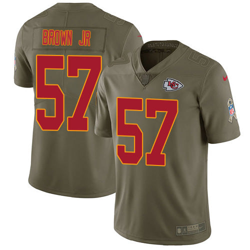 Nike Kansas City Chiefs #57 Orlando Brown Jr. Olive Youth Stitched NFL Limited 2017 Salute To Service Jersey Youth