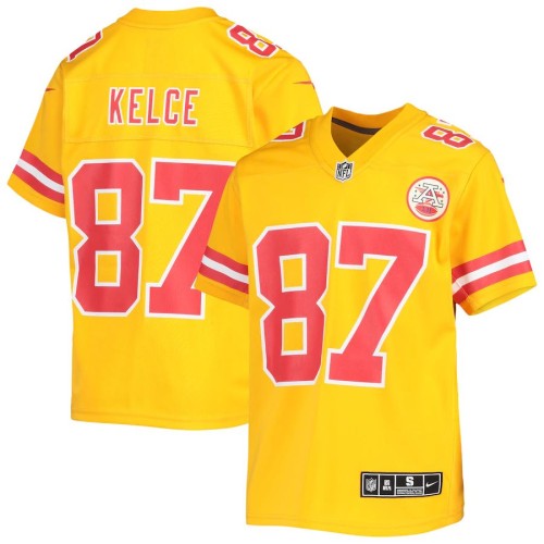 Kansas City Kansas City Chiefs #87 Travis Kelce Nike Youth Gold Inverted Team Game Jersey Youth