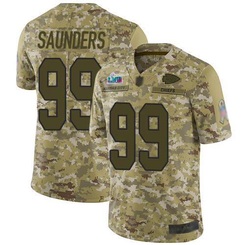 Nike Kansas City Chiefs #99 Khalen Saunders Camo Super Bowl LVII Patch Youth Stitched NFL Limited 2018 Salute To Service Jersey Youth
