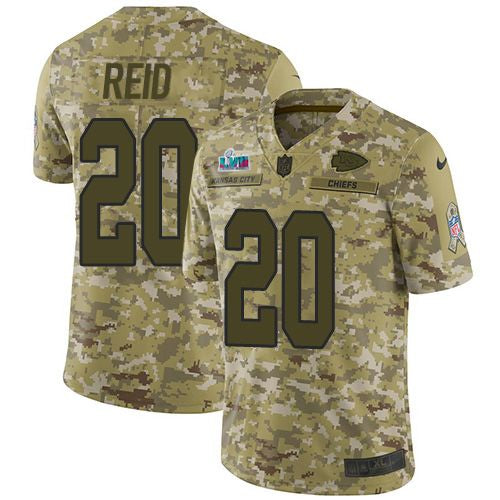 Nike Kansas City Chiefs #20 Justin Reid Camo Super Bowl LVII Patch Youth Stitched NFL Limited 2018 Salute To Service Jersey Youth