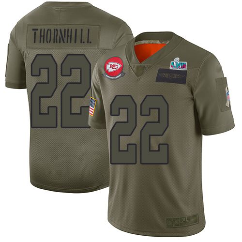 Nike Kansas City Chiefs #22 Juan Thornhill Camo Super Bowl LVII Patch Youth Stitched NFL Limited 2019 Salute To Service Jersey Youth