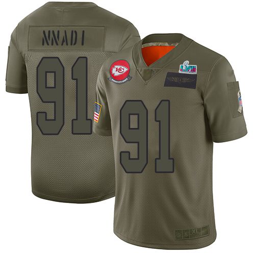 Nike Kansas City Chiefs #91 Derrick Nnadi Camo Super Bowl LVII Patch Youth Stitched NFL Limited 2019 Salute To Service Jersey Youth