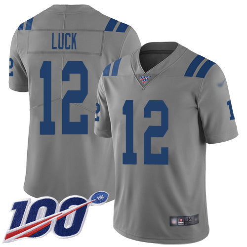 Nike Indianapolis Colts #12 Andrew Luck Gray Youth Stitched NFL Limited Inverted Legend 100th Season Jersey Youth